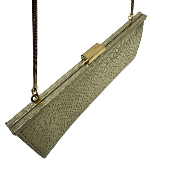 STEVE MADDEN Evening Bag Gold Tone with Chain Clutch Handbag - Picture 7 of 13